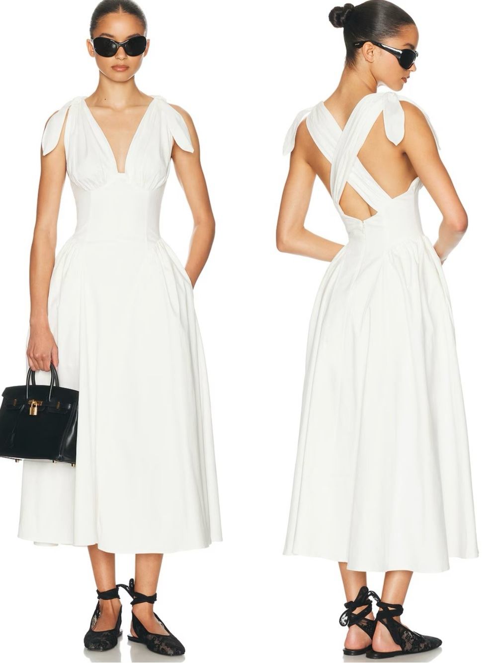 Helsa NWOT Fairweather Midi Dress in Stretch Cotton Sateen